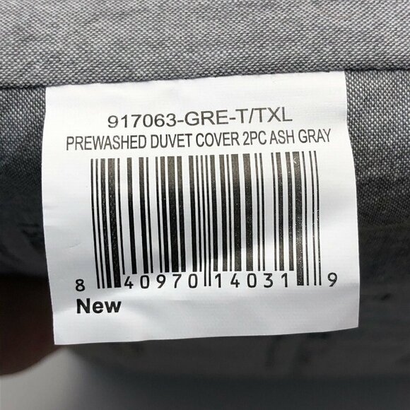 Swift Home 100% Cotton Twin/Twin XL Duvet Cover and Sham Set - Ash Gray - Picture 6 of 6